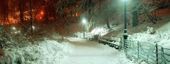 зимний, снежный, вечер