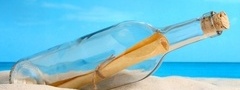 море, пляж, бутылка, письмо