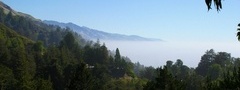 Панорама, вид, горы, туман