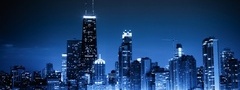 Chicago, blue night, city, lights