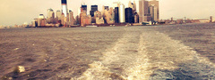 Манхэттен, Нью Йорк, вода, мост, небоскрёб