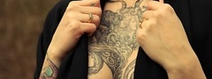 Девушка, грудь, татуировка
