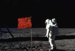 луна, первый, человек, на луне, ссср, флаг, космонавт