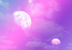 фиолетовый, пурпурный, облака, планеты, сон