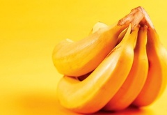 банан, фрукт, желтый фон