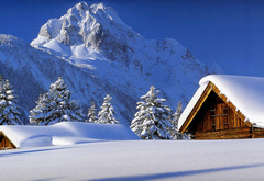 дом, зима, горы, снег
