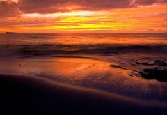 закат, небо, море, песок