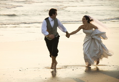 свадьба, любовь, чувства, молодожены, море, пляж