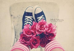 цветы, роза, обувь, розовый