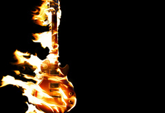 гитара, музыка, огонь, гибсон