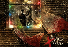 black x-mas, мужчина, нож, рождество, новый год, гирлянда, елка, занавески, ёлка, ночь