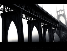 Greg Martin, арт, мост, туман, дерево, темное
