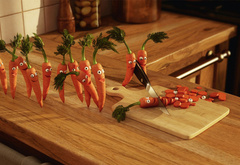 морковь, нож, доска, кухня