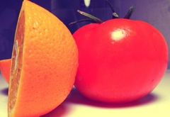 Помидор, апельсин, овощи, фрукты, креатив