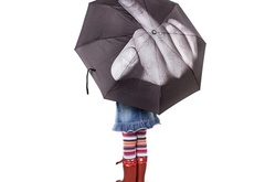 зонтик, девочка, палец, абстракция