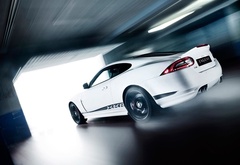 jaguar, white, garage