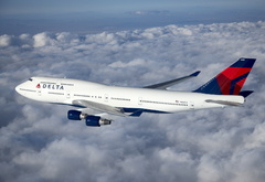 boeing, 747, полёт, облака