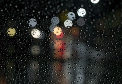 ночь, стекло, поверхность, капли, дождь, блики