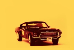 желтый, фон, машина, ford mustang, shelby, 1968