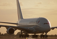 Airbus, A380, облака, гражданская авиация