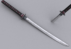 япония, катана, меч, оружие, 3d