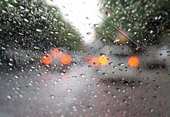 макро, дождь, стекло, капли, машины, фары