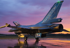 F-16, falcon, самолёт, закат