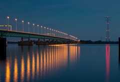 река, мост, ночь