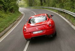 Ferrari, скорость, дорога, лес
