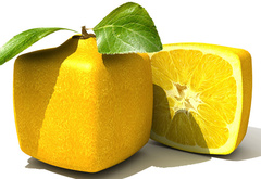 лимон, квадрат, лист
