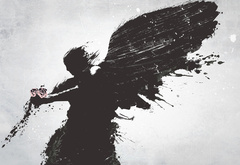 Человек, крылья, ангел, цветок