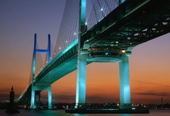 мост, вечер, подсветка