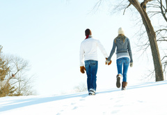 парень, девушка, пара, прогулка, зима, снег, любовь, дружба