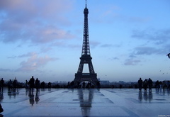 Париж, эйфелева, башня, площадь, люди