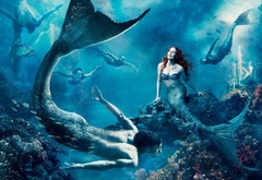 природа, вода, под водой, подводный мир, русалка, рыба