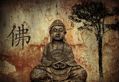 будда, иероглиф, дерево