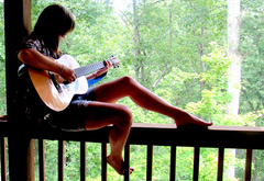 лето, день, гитара, девушка