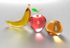 стекло, яблоко, банан