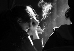 женщина, курит, дым, сигарета