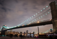 brooklyn bridge, city, night, NYC, lights