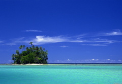 остров, пальмы, море, небо, облака, синева