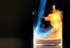 стакан, огонь, вода