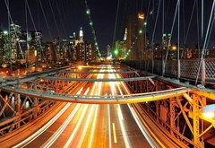 NYC, night, city, lights, bridge