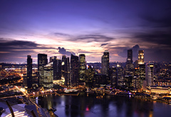 сингапур, закат, огни