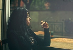 lonely, girl, smokes