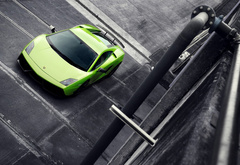 Lamborghini, зелёная, ЧБ, улица, supercar, ламборджини