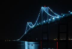 night, bridge, lights