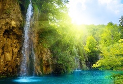 beautiful, sunny, waterfalls
