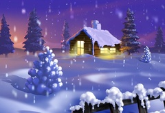 мультипликация, зима, снег, елки
