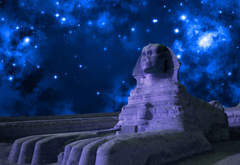 Египет, сфинкс, звездное небо
